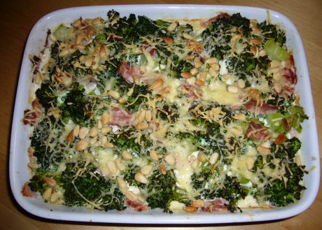 Broccoli-Auflauf mit gekochtem Schinken